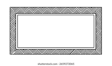 Rectangular frame with a geometric, zigzag border pattern. A simple line art graphic for modern, abstract, or ethnic-themed designs.