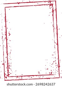 Um quadro retangular com uma textura grunge e efeito splatter. A borda apresenta bordas irregulares e pontos dispersos. Ilustração de vetor de desenhos animados.