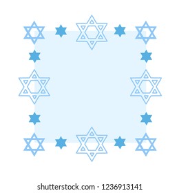 Rectangular frame with the Jewish David Stars. Design element for postcards with copy space