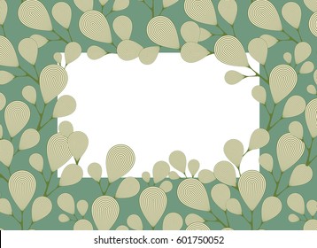 rectangular frame with leaves ornament in green shades