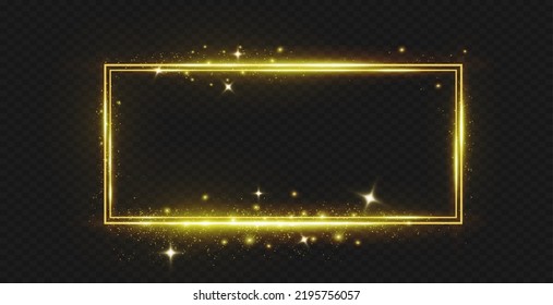 Rectangular frame with light effects. Golden frame.Vector illustration, eps