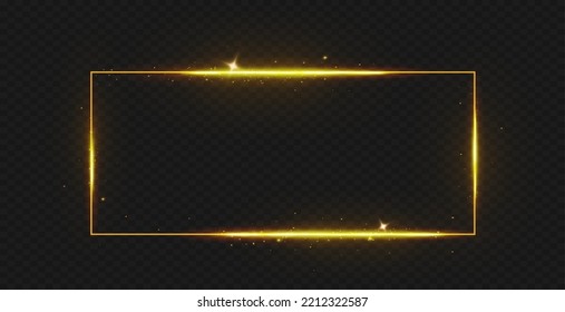 Rectangular frame with light effects. Golden frame.Vector illustration, eps