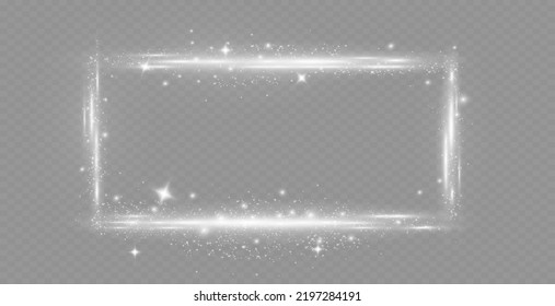 Rectangular frame with light effects. White frame. Vector illustration, eps
