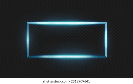 Rectangular frame with light effects.Blue frame.Vector illustration, eps