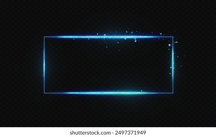 Rectangular frame with light effects.Blue frame.Vector illustration, eps