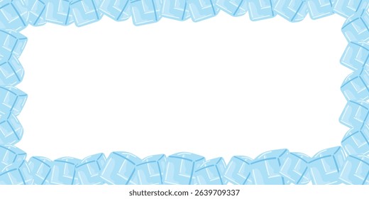 Rectangular frame made of ice. Ice cubes vector illustration, eps 10.
