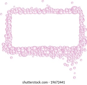 A rectangular frame made from pink soap bubbles.
