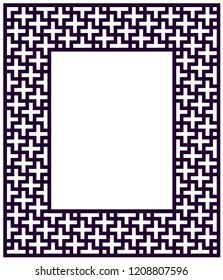 A rectangular frame made with Swastika motif- an Indian religious symbol. An empty frame or border made with Indian religious motif. Vector illustration.