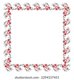 Rectangular frame made of vegetable. floral ornament, a border in the form of a circle from elements of traditional Ukrainian geometric cross-stitch, amulets, for decorating weddings, celebrations
