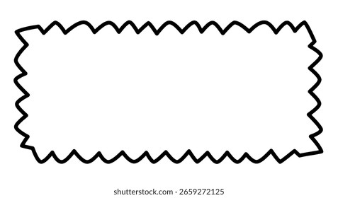 Rectangular frame with a messy, hand-drawn zigzag border. A minimalist and abstract graphic for creative, informal, or edgy designs.