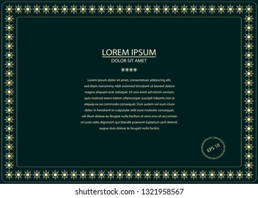 Rectangular frame with octogonal elements. Vector illustration islolated on a dark background.