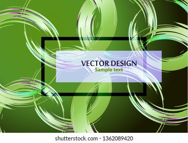 Rectangular frame on the background of round brush strokes. Bright abstract colorful background with place for text for your design. Vector illustration