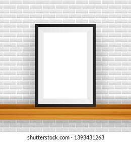 Rectangular Frame on table. Good For Display Your Projects. Blank For Exhibit.
