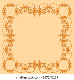 rectangular frame of painted ornament on a yellow background
