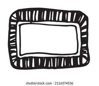 rectangular frame with a pattern of short strokes. border is a horizontal isolated element with an empty space for text inside a black line on white for diaries, photos