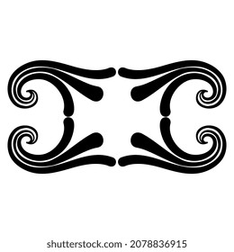 Rectangular frame or pattern with spiral motifs. Black and white silhouette.