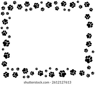 Rectangular frame with pet paw dog footprint pattern minimalist illustration 