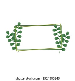 rectangular frame with plant side illustrations