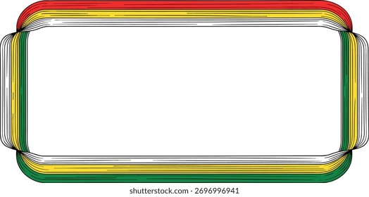A rectangular frame with red, yellow, and green stripes.