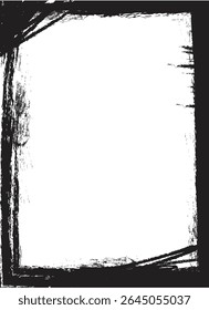A rectangular frame with rough, textured edges in a grunge style. The border has a distressed appearance with uneven lines and brush strokes. Cartoon vector illustration.