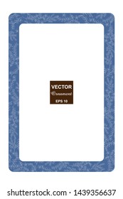 Rectangular frame with round-cornered grass pattern, decorative line,Hand drawn flower,blue