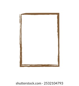 a rectangular frame with a rustic, hand-drawn appearance. The frame is outlined in a warm brown color, characterized by uneven, textured edges that give it an organic feel. 