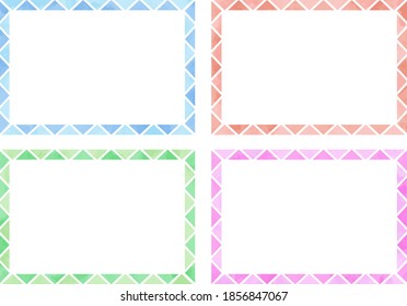 Rectangular frame set. Watercolor textured. Vector illustration.