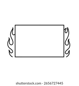 Rectangular frame with a simple, decorative flame border on the corners. An edgy line art graphic for hot rod or tattoo-themed designs.