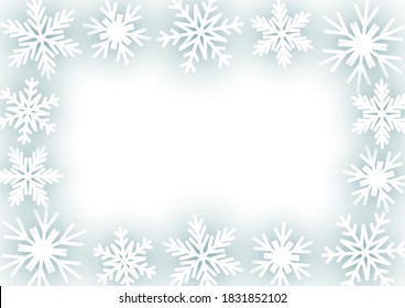 Rectangular frame with snowflakes - frosty winter background for Christmas, New Year and nature designs