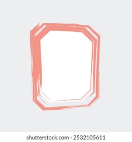 a rectangular frame with a soft, coral pink color. The frame has a slightly irregular, hand-drawn style