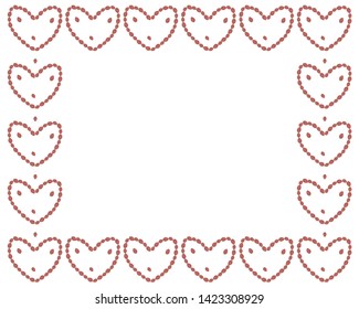 Rectangular frame of strawberries in the shape of hearts on a white background. Vector.