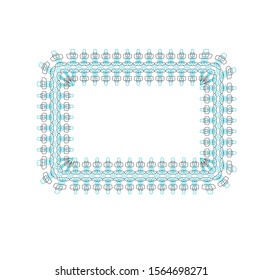 Rectangular frame for text, picture or photo, made with a pattern in blue and brown. Vector illustration