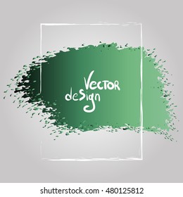 The rectangular frame vector. Handmade. In the style of painting. Figure brush. Turquoise background. It can be used in the design of packaging, brochures, logos, etc.