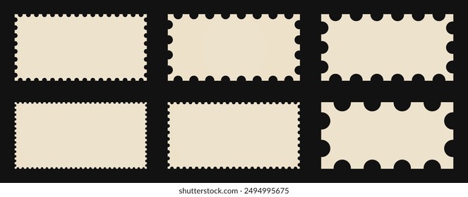 Rectangular frames for postage stamps. Set of borders for letters, envelopes, postcards.