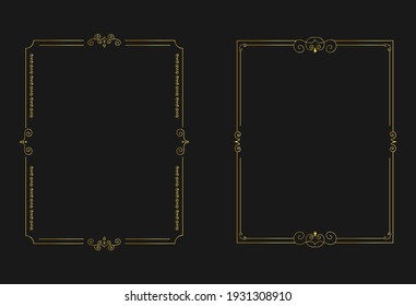 Rectangular frames set, calligraphic classic frame border, Vector