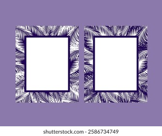 Rectangular frames variation for greetings card, book title, signboard, menu, postcard or photo frame with fun-leaved palms pattern. Part 1