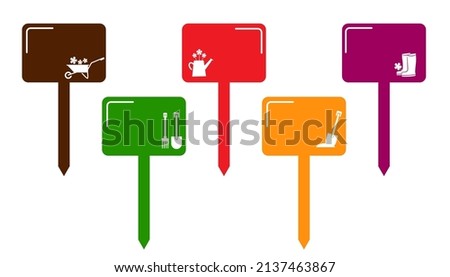 Rectangular garden markers. Seedling signs with cut out elements