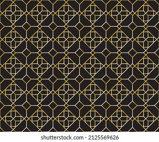rectangular geometric pattern with gold color and black background