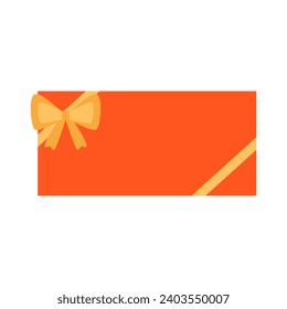 Rectangular gift box with bow, top view. Modern flat vector illustration