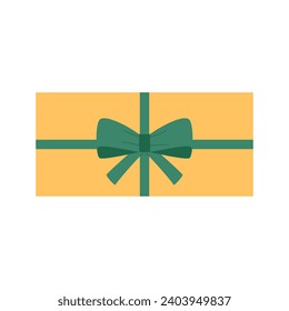 Rectangular gift box with bow, top view. Modern flat vector illustration