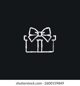 Rectangular gift box chalk icon. Vector isolated black illustration.