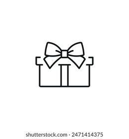 Rectangular gift box with ribbon linear icon. Line customizable illustration. Contour symbol. Vector isolated outline drawing. Editable stroke