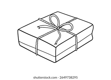 Rectangular gift box with ribbon present