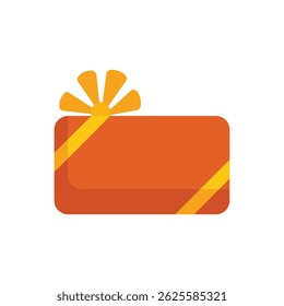 Rectangular gift box wrapped with yellow ribbon and bow on top view, perfect for birthday or christmas present illustrations