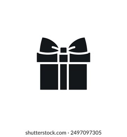 Rectangular gift simple glyph icon. Present vector solid isolated black illustration.