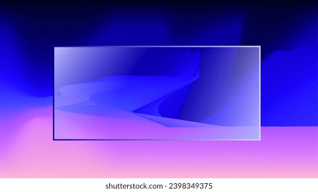 Rectangular glass frame copy space with creative blue and pink colors abstract background.