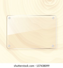 rectangular glass plate on wood background