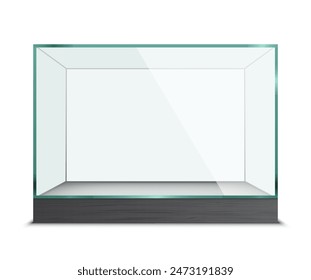 rectangular glass showcase for exhibition isolated on white background. Vector illustration