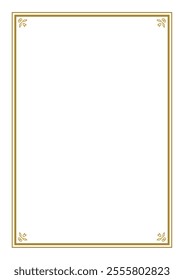 A rectangular gold border with decorative patterns at the corners of the straight frame.