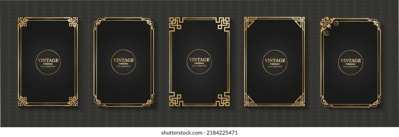 rectangular gold frame decoration vintage calligraphy border frame luxury elegant design